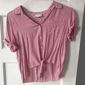 FINAL SALE Pinstripe Crop Button Up FREE W/ BUNDLE